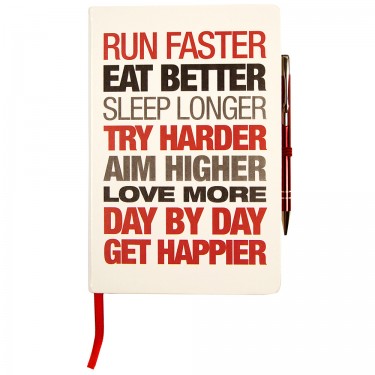 Motivational Notebook - Hardback A5 White/Red